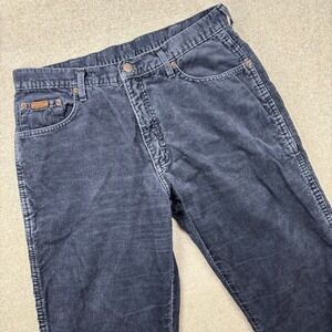 Vintage‎ Wrangler Corduroy Pants Mens 35x30 Blue Casual Relaxed Fit Jeans *READ